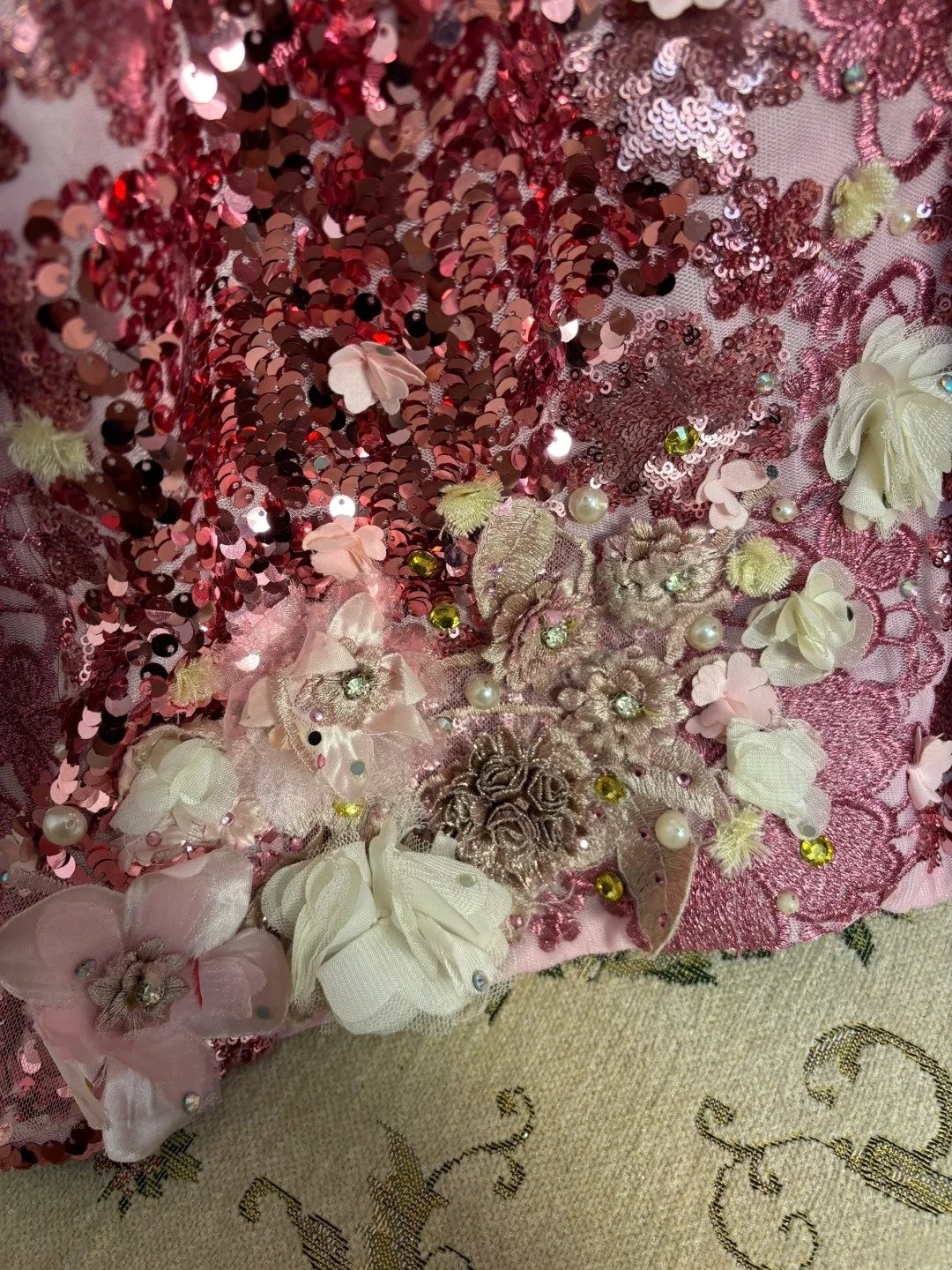 Maximalism Strapless Mermaid Evening Gowns Sequins Beading Appliques Prom Dress AP2725