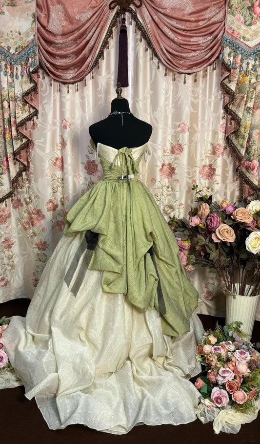 Dramatic Strapless A-Line Evening Dresses Beading Ruffled Prom Dress AP2731