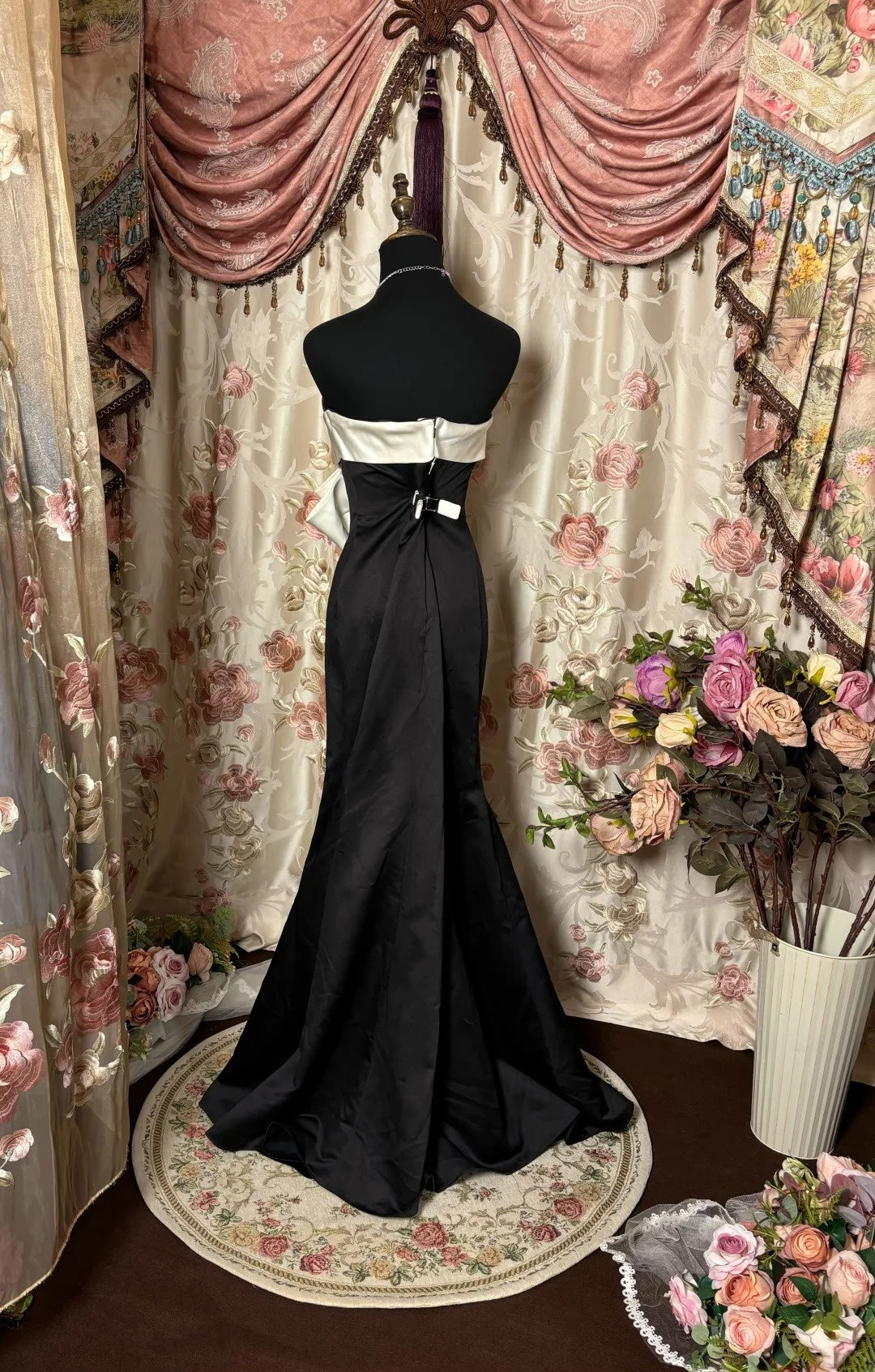 Trendy Strapless Mermaid Evening Gowns Bow Long Prom Dress AP2753