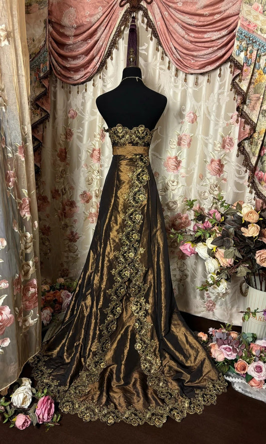 A-Line Detachable Spaghetti Strap Pleated Prom Dress Appliques Sequins Beading Bow Evening Gowns AP2764