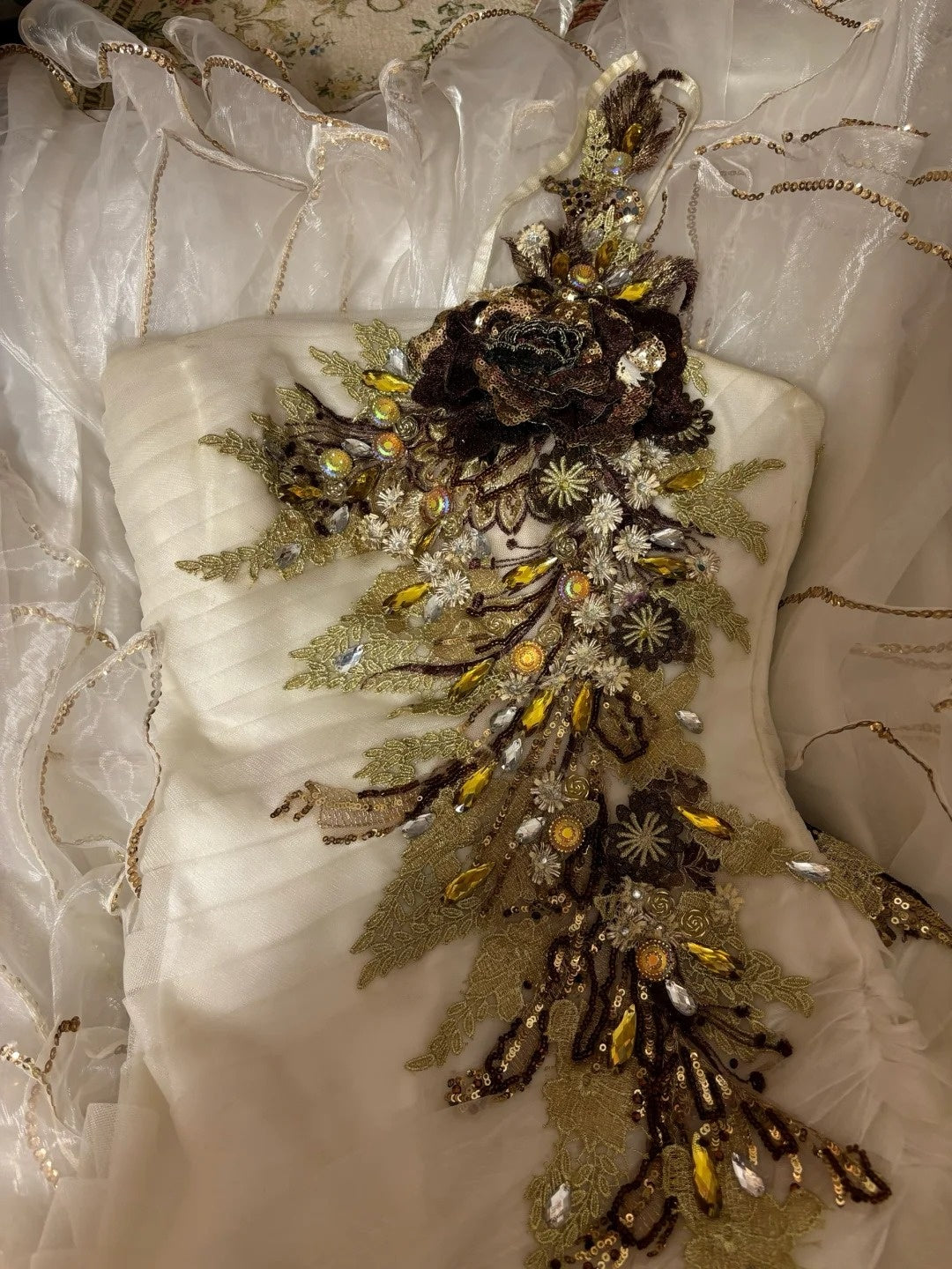 Luxurious One-Shoulder Tiered Mermaid Evening Gowns Beading Sequins Applique Prom Dress AP2767