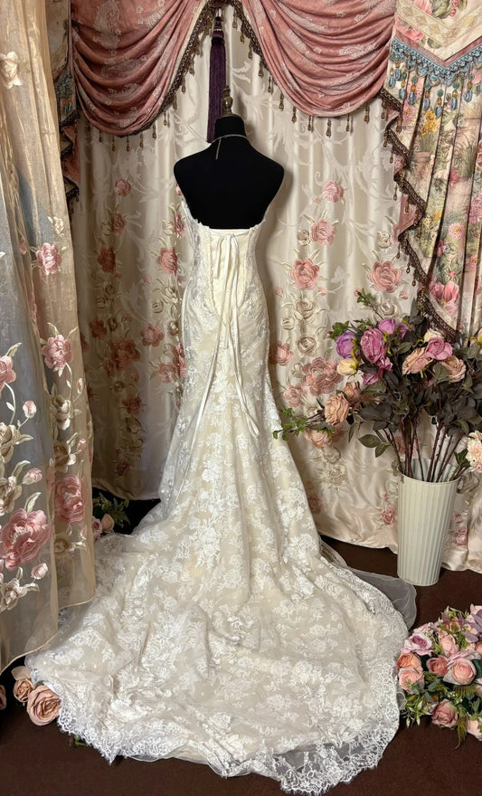 Minimalist Strapless Mermaid Bridal Gowns Lace Appliques Wedding Dress AP2771