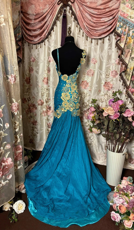 Dreamy Mermaid Spaghetti Strap Prom Dress Crystals Appliques Sequins Beaded Formal Dresses AP2778