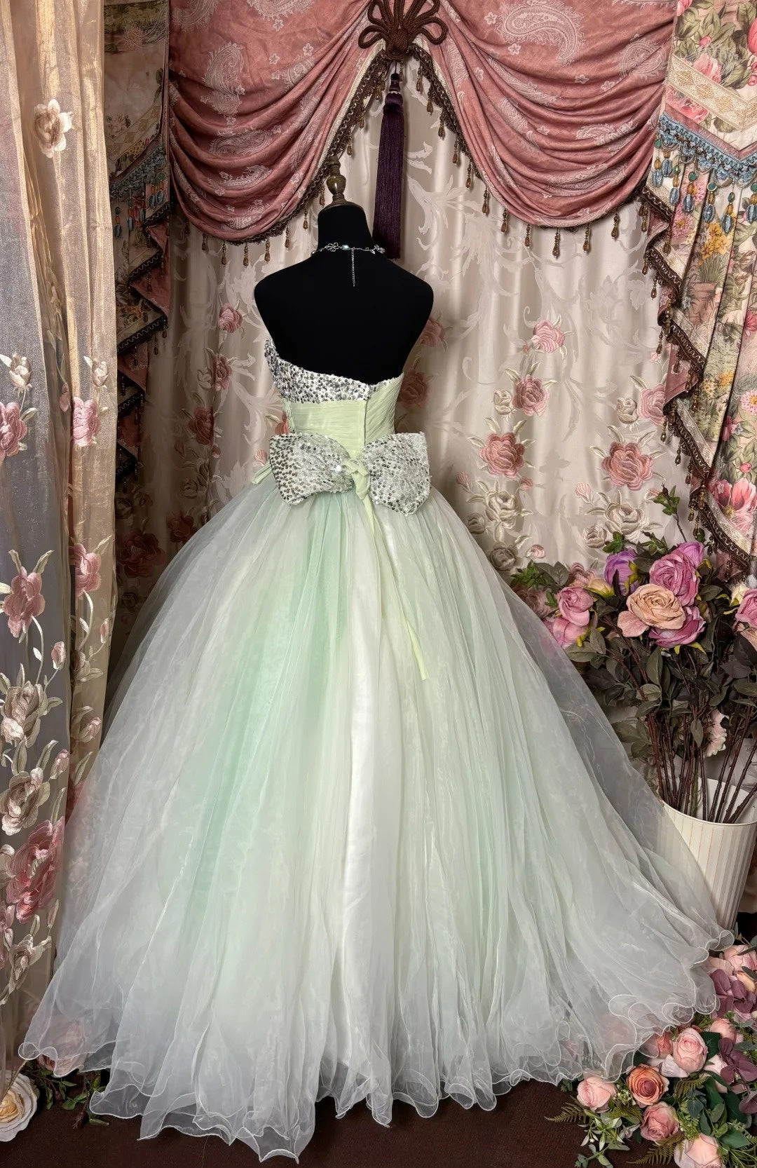 Sheen A-Line Strapless Evening Gowns Beading Rhinestones Sequins 3D Floral Prom Dress AP2782