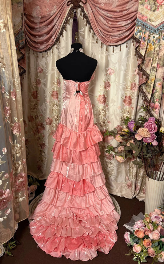 Gorgeous Strapless Mermaid Evening Dresses Sequins Ruffled Slit Prom Dress AP2784