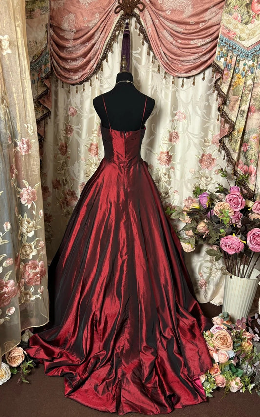 Stunning A-Line Spaghetti Strap Prom Dress Beading Sequins Handmade Flowers Tiered Tulle Evening Gowns AP2788