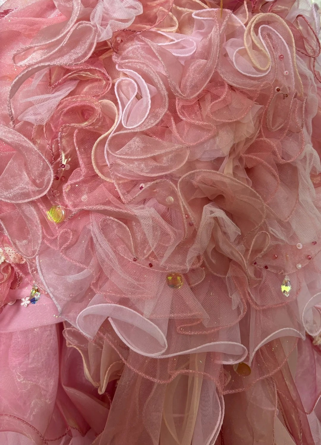 Dopamine Style Strapless Mermaid Evening Gowns Beaded Sequins Appliques Pink Tulle Prom Dress AP2795