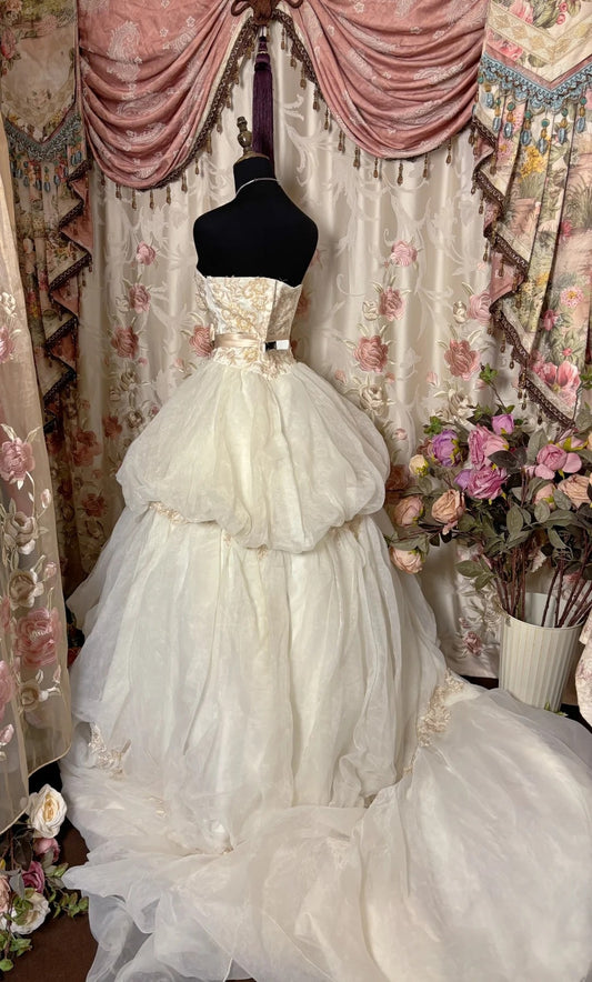 Graceful A-Line Strapless Sweet 16th Dresses Bow Appliques Sequins Prom Dress AP2824