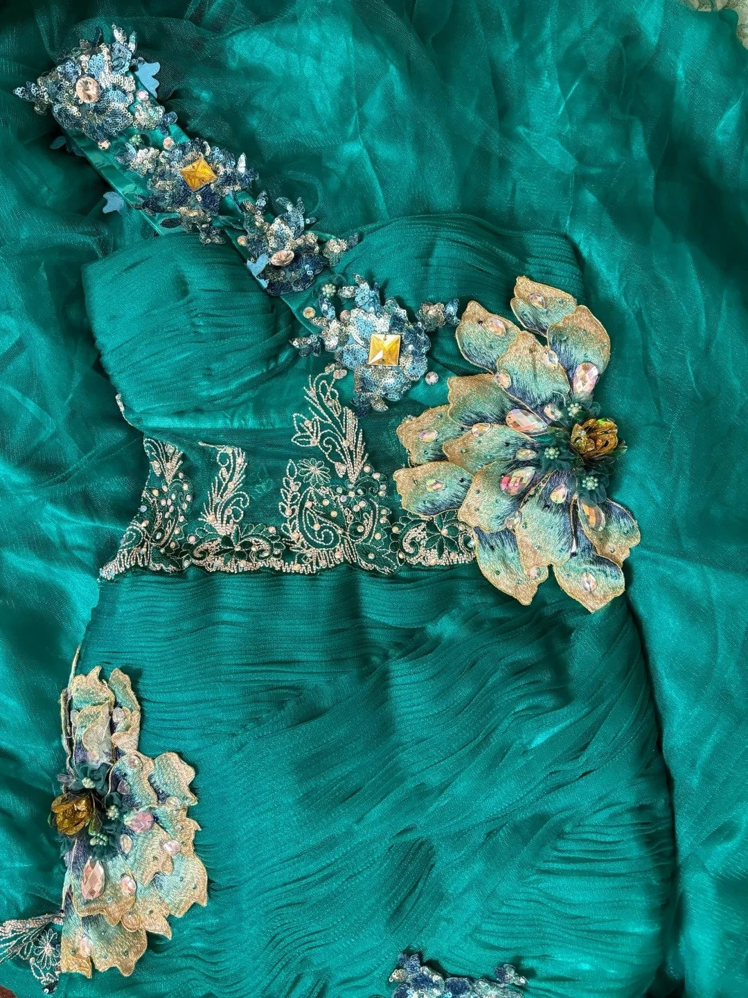 Glamorous One-Shoulder Mermaid Evening Gowns Rhinestones Applique Sequins Prom Dress AP2840