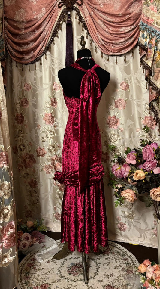 Stunning Halter Neck Sheath Evening Gowns Red Bow Prom Dress AP2843