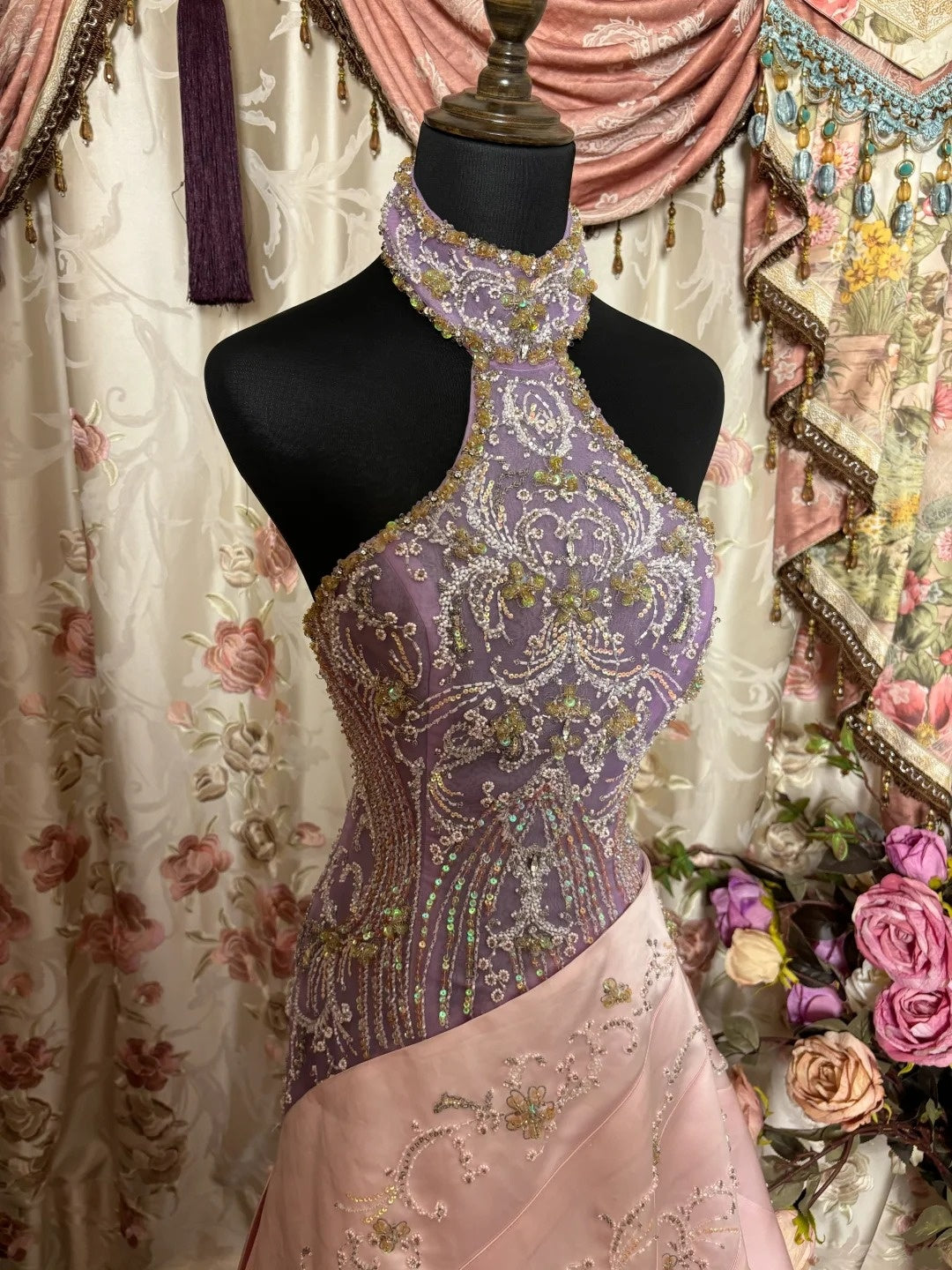 Glittering Halter Neck A-Line Sweet 16th Dress Appliques Sequins Tule Satin Rhinestones Prom Dress AP2866