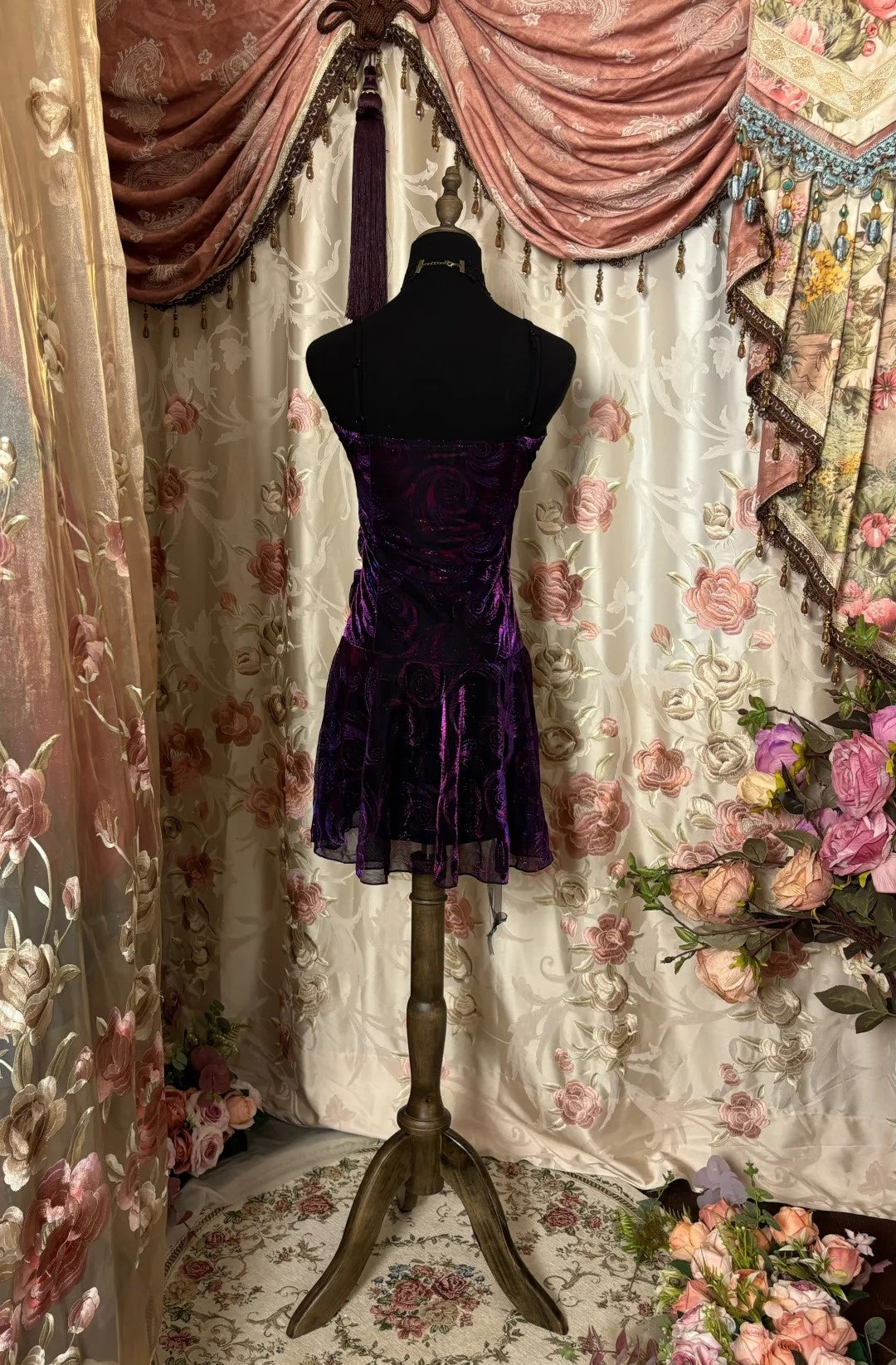 Classical V Neck A-Line Birthday Dresses Handmade Flowers Homecoming Dress AP2880