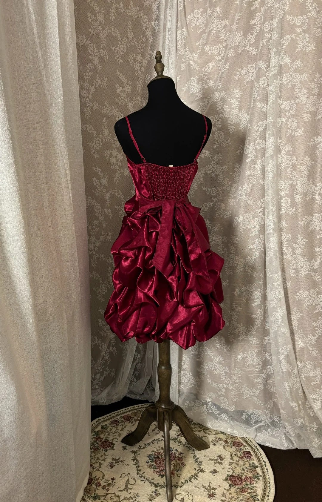 Flattering Spaghetti Straps A-Line Birthday Gowns Ruffled Red Homecoming Dress AP2966