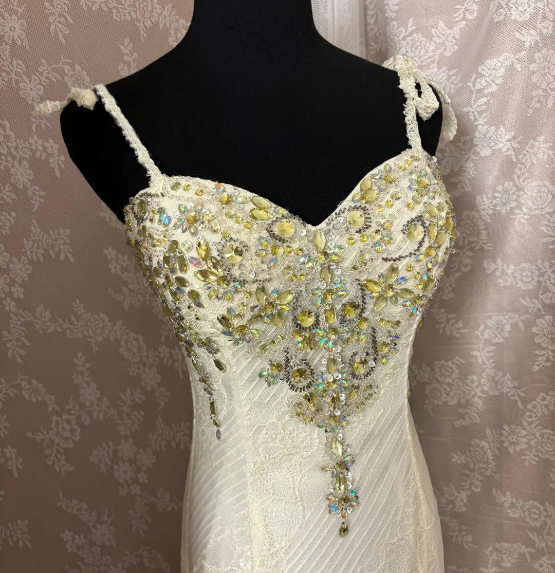Pretty Spaghetti Straps Mermaid Formal Dresses Sequins Rhinestones Beads Prom Dress AP2972