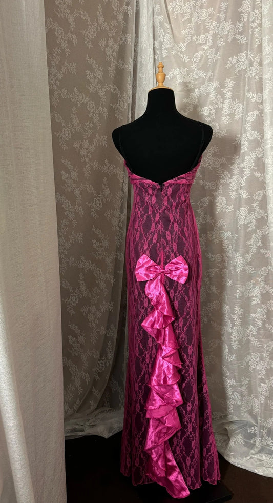 Chic Strapless Sheath Sweet 16th Dresses Lace Bow Prom Dress AP2981