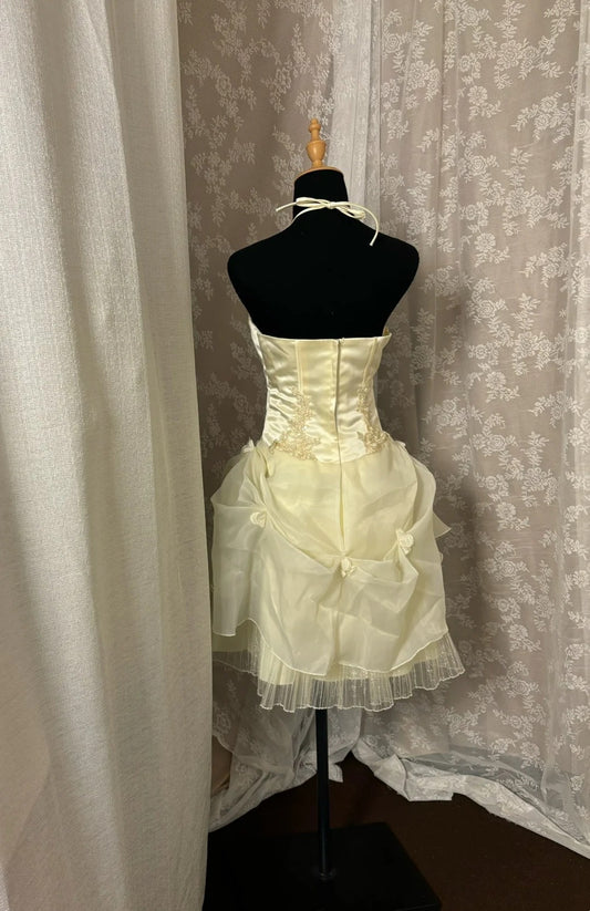 Adorable A-Line Halter Neck Birthday Dresses Handmade Flowers Appliques Homecoming Dress AP3012