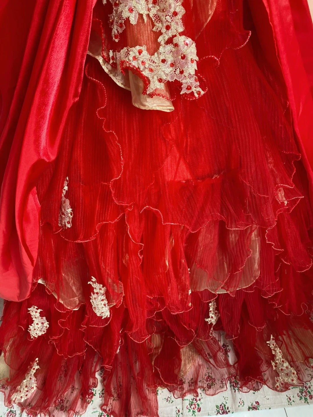 Playful Strapless A-Line Sweet 16th Dresses Lace Sequins Appliques Handmade Flowers Prom Dress AP3066