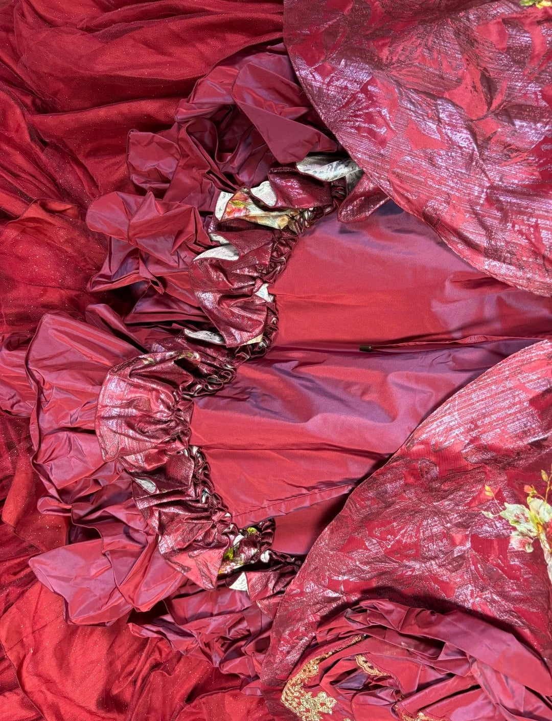 Princess Strapless A-Line Tiered Sweet 16th Dresses Handmade Flowers Rhinestones Prom Dress AP3076