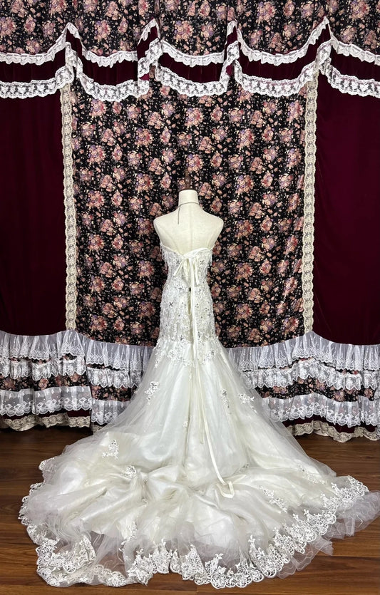 Fabulous Strapless Mermaid Bridal Gowns Rhinestones Appliques Sequins Beading Wedding Dress AP3086