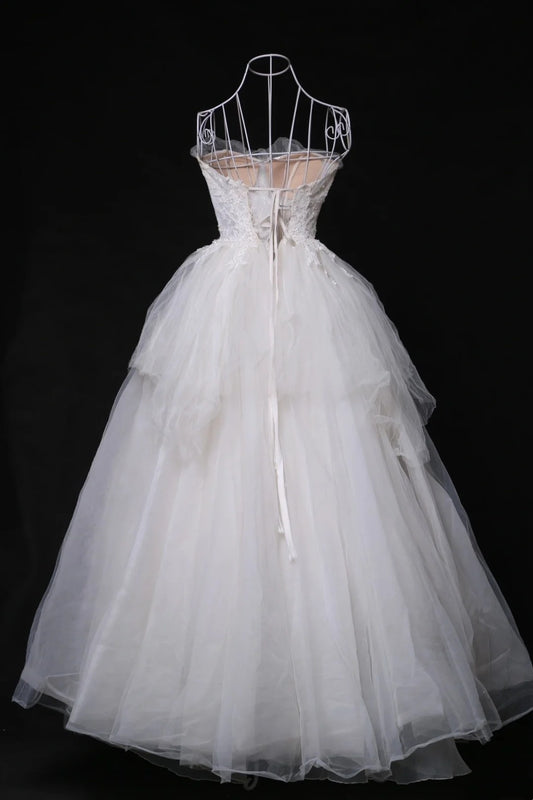 Adorable A-Line Spaghetti Strap Bridal Gowns Appliques Tulle Wedding Dress AP3115