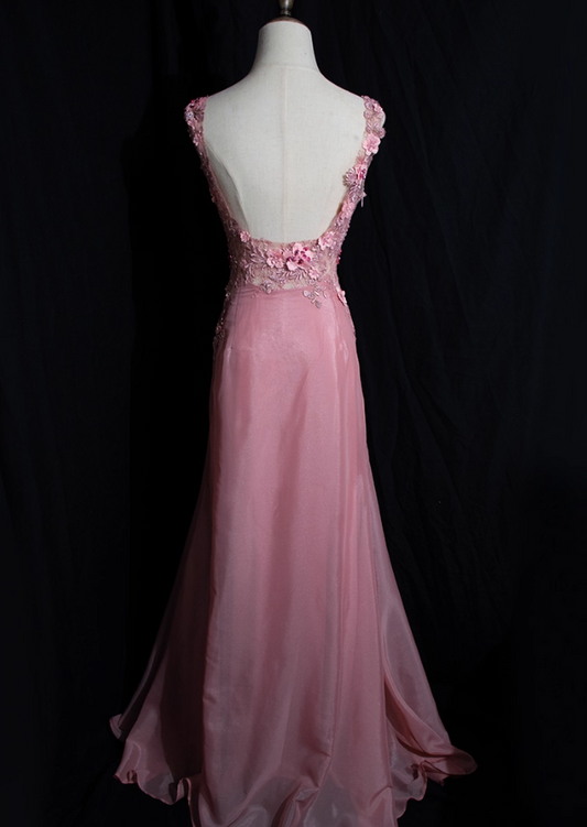 Fitted Sheath Spaghetti Strap Evening Gowns Appliques Beads Sequins Backless Prom Dress AP3123