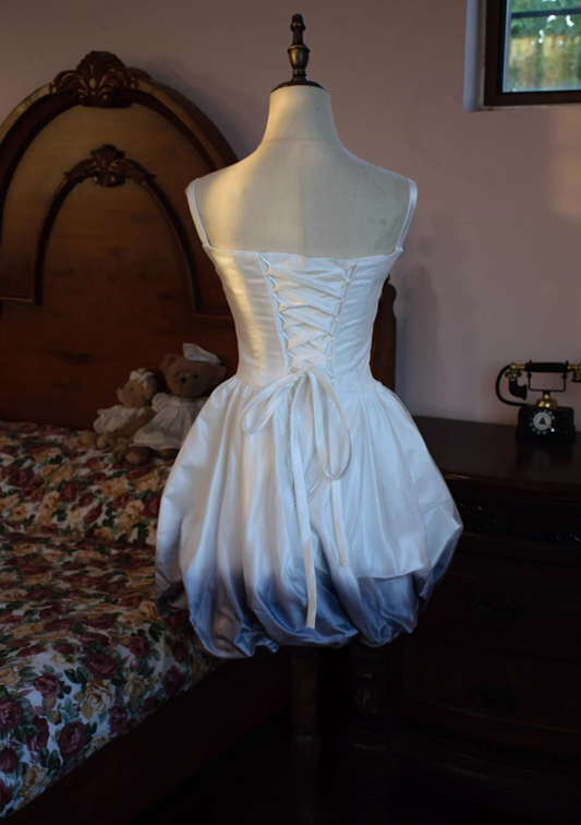 Fancy Spaghetti Straps A-Line Birthday Gowns Tulle Satin Ombre Homecoming Dress AP3133