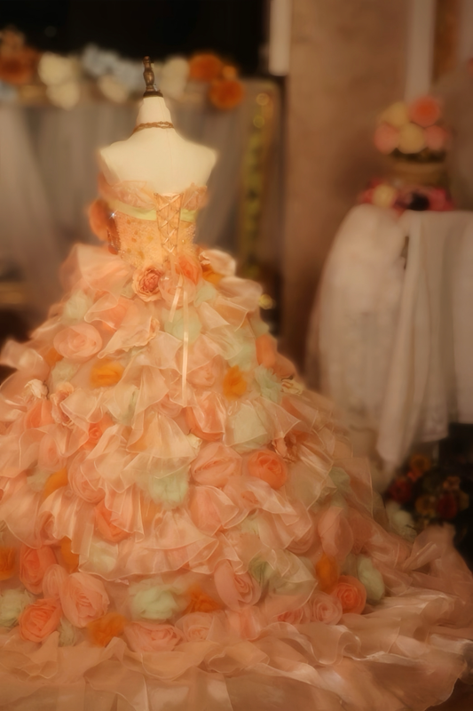 Adorable Strapless A-Line Long Sweet 16th Gowns Sequins Beading Handmade Flowers Prom Dress AP3169