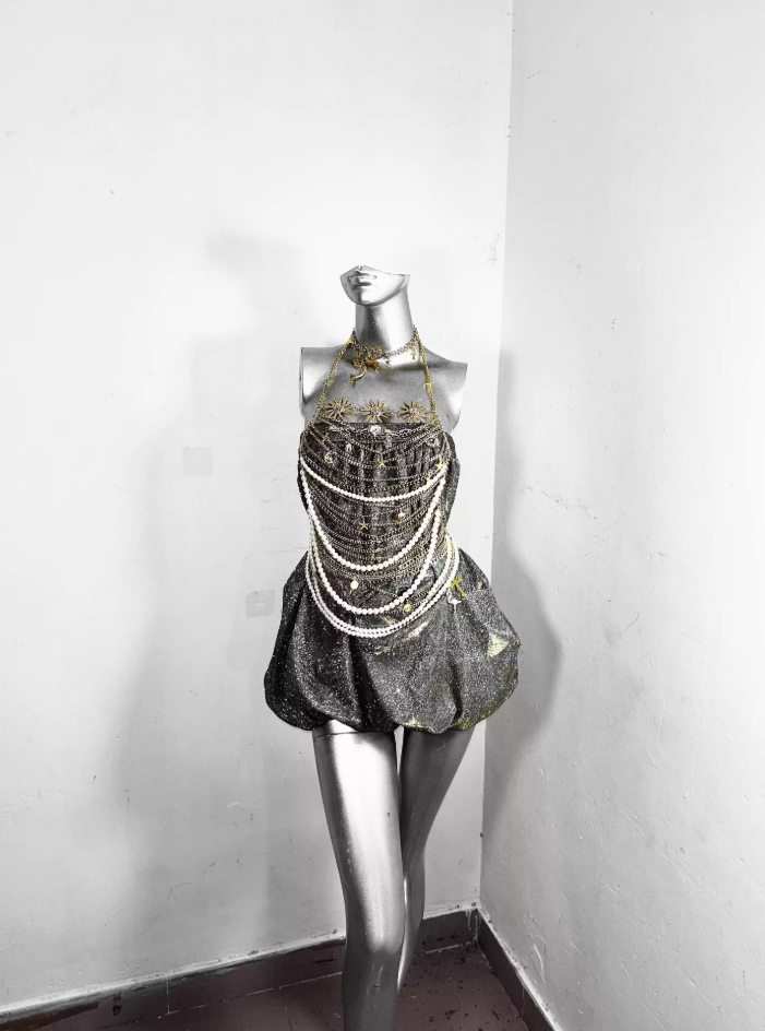 Attractive Strapless A-Line Birthday Gowns Sequins Puffy Homecoming Dress AP3179