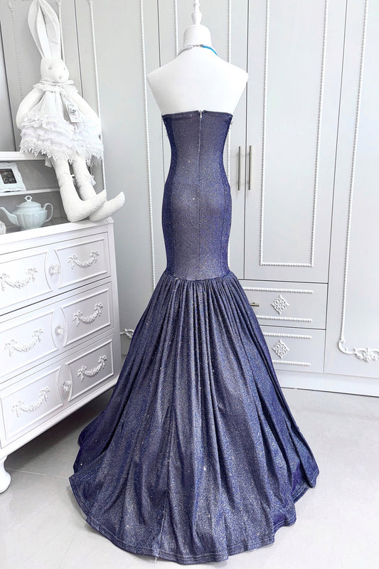 Pretty Strapless Mermaid Evening Gowns Lace Sequins Beads Prom Dress AP3184