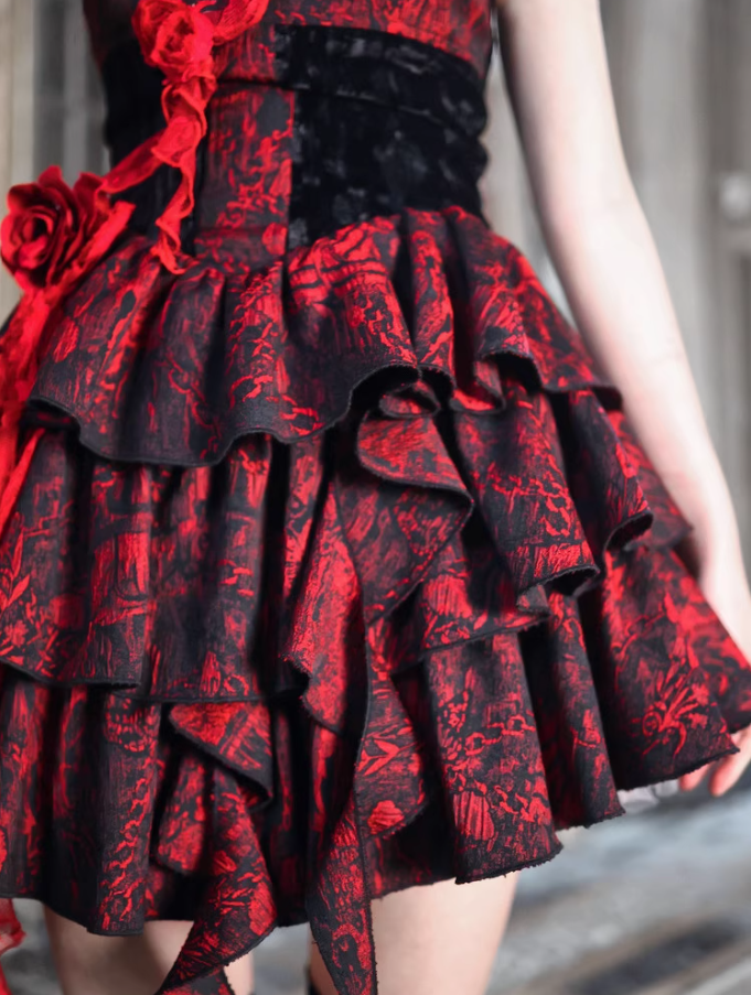 Glam Strapless A-Line Birthday Gowns Appliques Jacquard Tiered Homecoming Dress AP3208