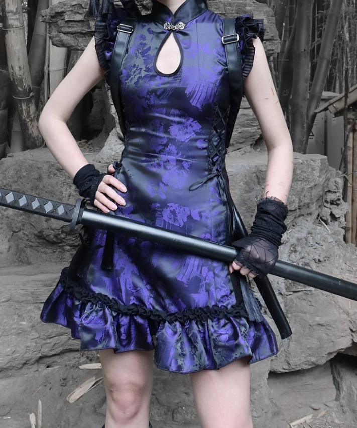 Oriental Style A-Line Mandarin Collar Birthday Dress Jacquard Tassel Homecoming Dress AP3218