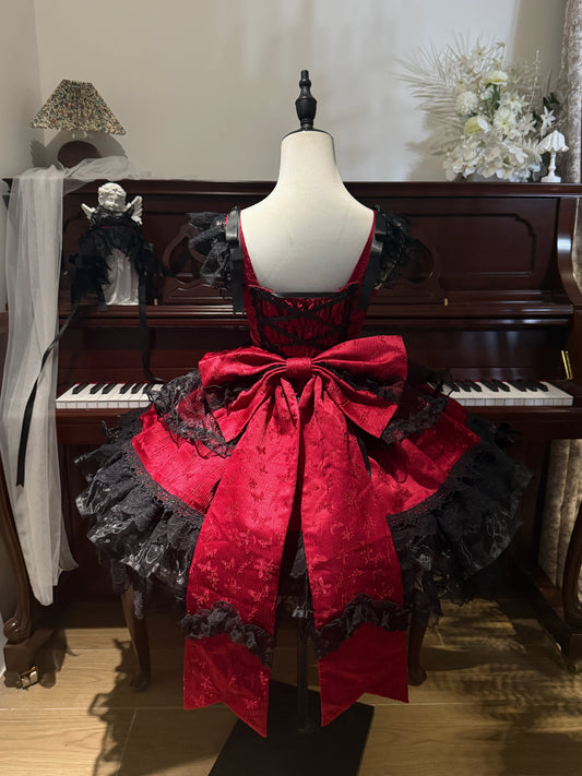 Princess Spaghetti Straps A-Line Birthday Dress Jacquard Bows Lace Homecoming Dress AP3241