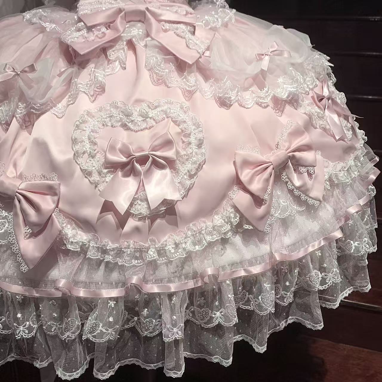 Ornate A-Line Spaghetti Straps Birthday Dress Tiered Tulle Lace Bows Homecoming Dress AP3245