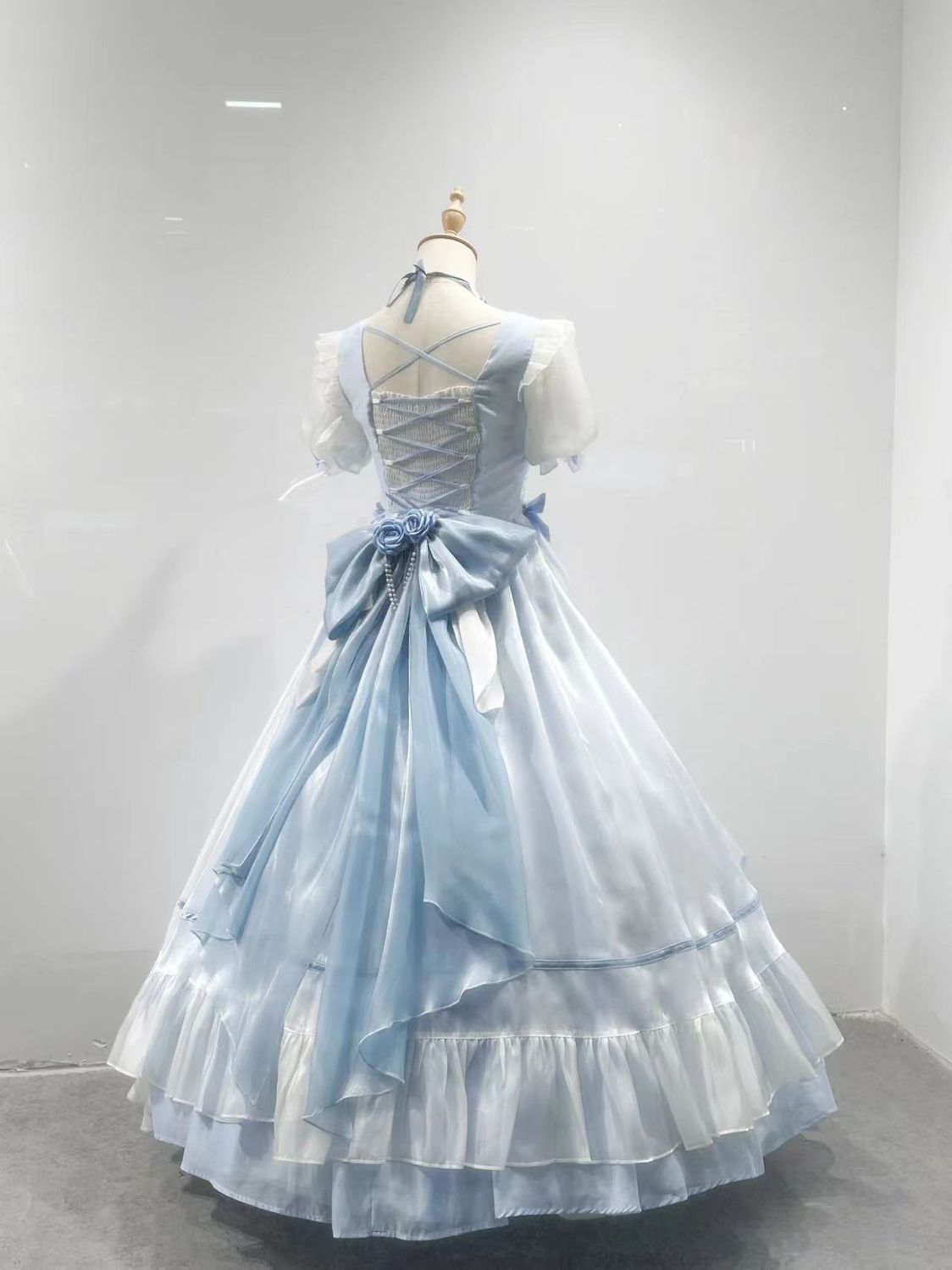 Unique A-Line Square Neck Evening Dress Bow Handmade Flowers Lace Beading Prom Dress AP3270