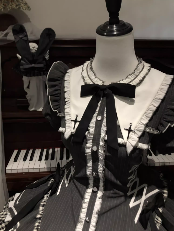 Gothic Style A-Line Jewel Neck Birthday Dress Bow Plaid Homecoming Dress AP3272