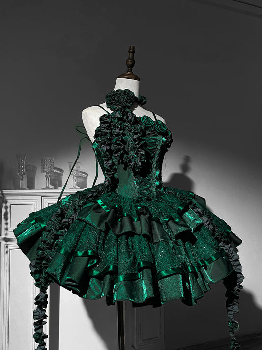 Charming A-Line Halter Neck Ruffled Birthday Dresses Sequins Handmade Flowers Homecoming Dress AP3274