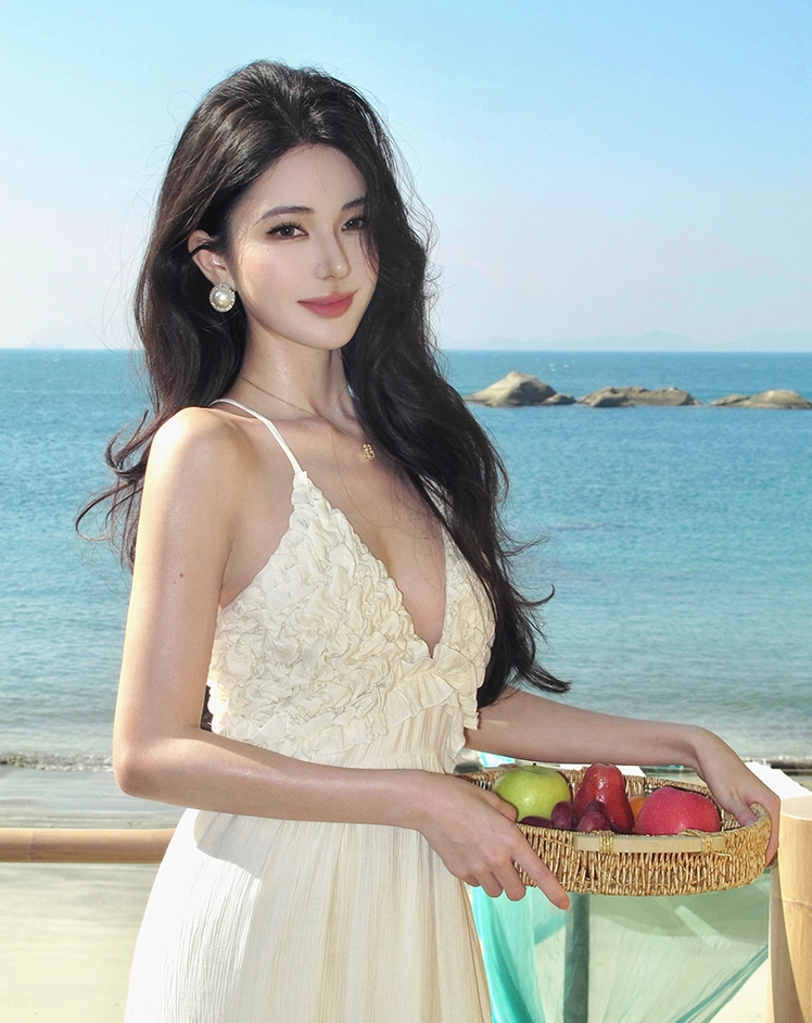 Chic Ruffles A-Line White Flowy Maxi Dress Dreamy Cinched-Waist Backless Vacays Outfit Halter Long Dress AP3456