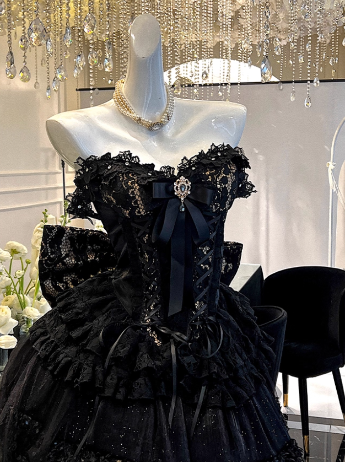 Classical Off Shoulder A-Line Tiered Birthday Gowns Feather Rhinestones Lace Sequins Homecoming Dress AP3614