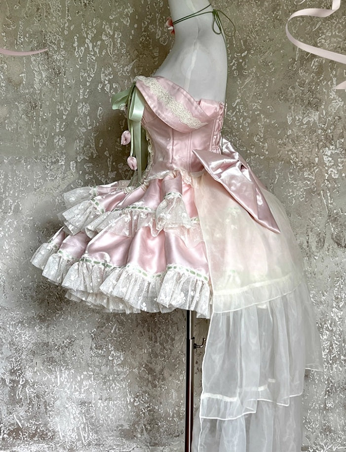 Fantastic Off Shoulder A-Line Birthday Gowns Lace Handmade Flowers Ribbon Bows Homecoming Dress AP3615