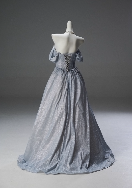 Sheen A-Line Off-Shoulder Draped Evening Dress Sequins Beads Crystals Prom Dress AP3840