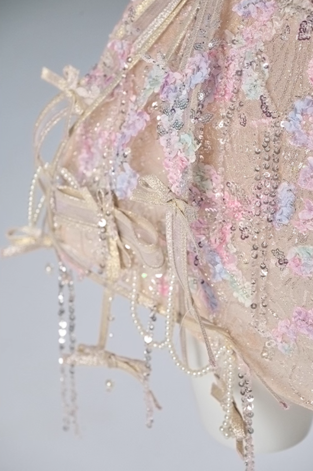 Dopamine Style Strapless A-Line Birthday Dress 3D Petals Sequins Bow Beading Homecoming Dress AP3843