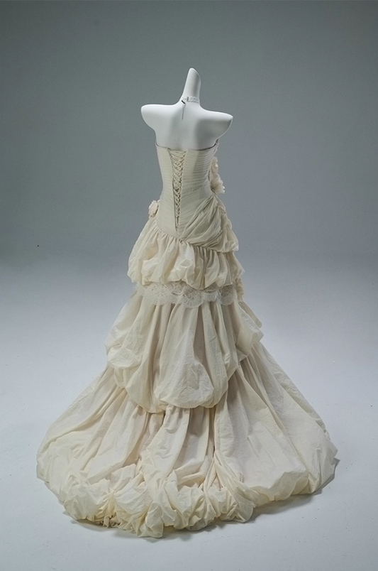 Glittering Strapless Mermaid Evening Gowns Refined Beading Handmade Flowers Lace Prom Dress AP3854