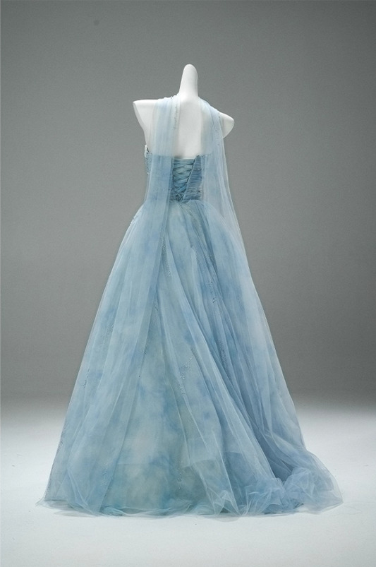 Fascinating A-Line Strapless Pleated Tulle Sweet 16th Gowns Simple Sequins Beads Prom Dress AP3876