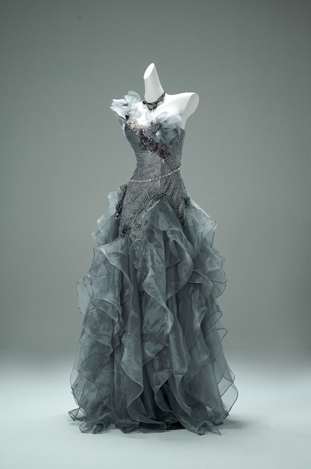 Enticing One-Shoulder A-Line Pleated Evening Gowns Vogue Beading Handmade Flowers Sequins Ruffles Prom Dress AP3878