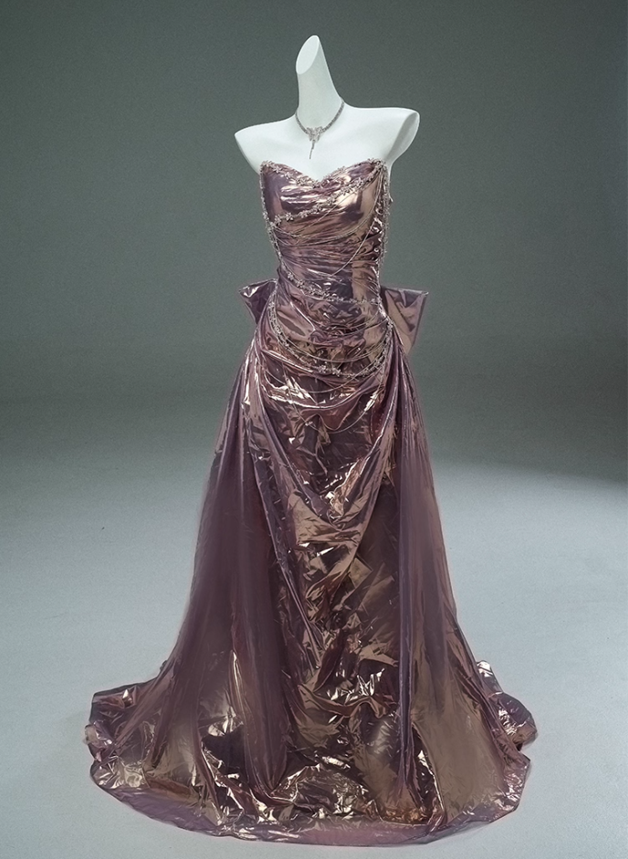 Artistic A-Line Strapless Sweet 16th Gowns Lustrous Beading Rhinestones Bow Prom Dress AP3892