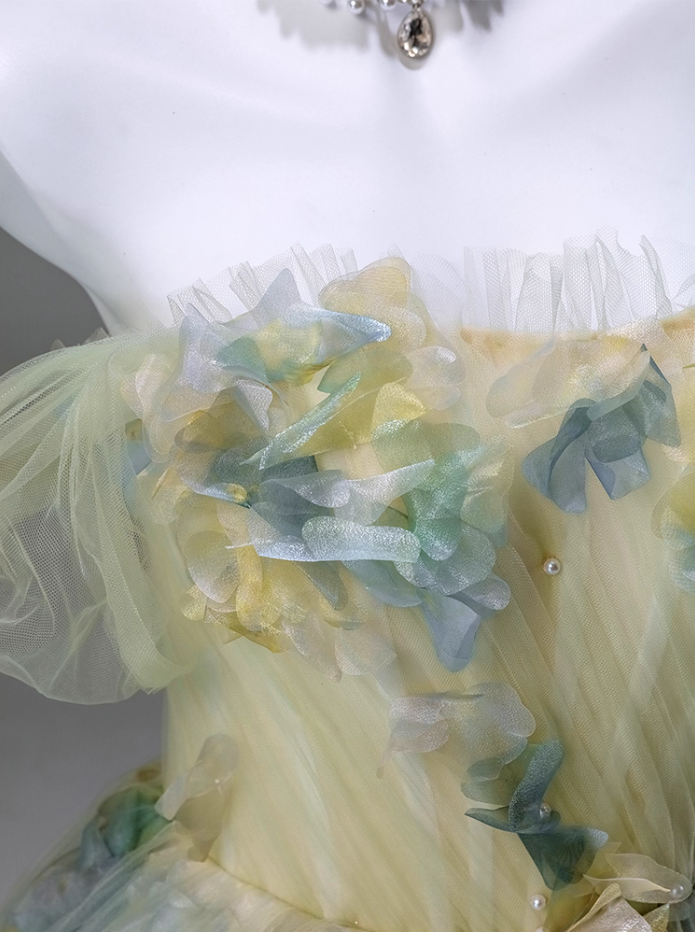 Adorable Off-Shoulder A-Line Sweet 16th Gowns Glamours Tulle 3D Appliques Beads Prom Dress AP3907