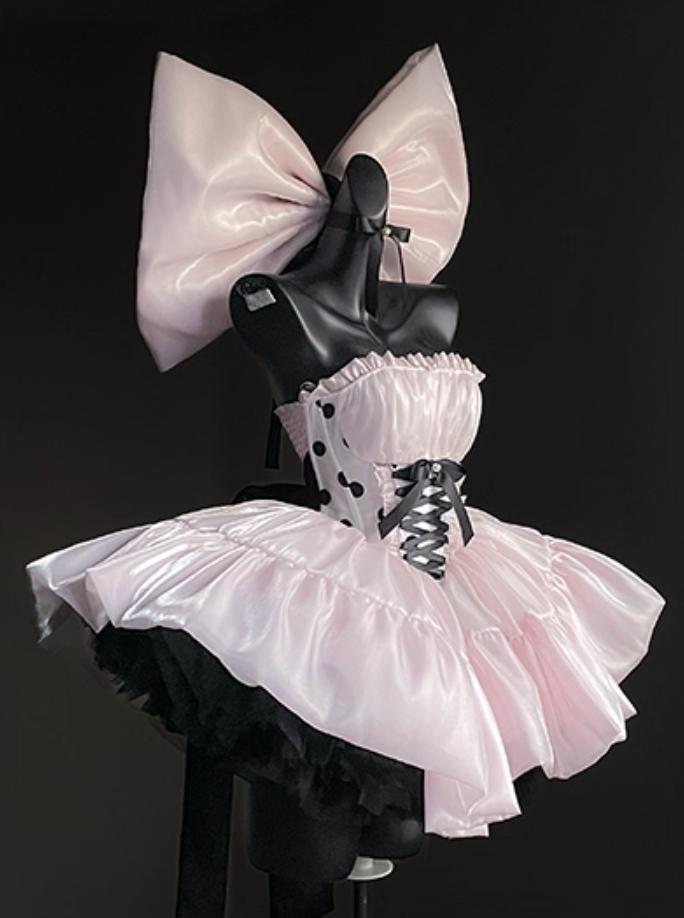 Fairy Strapless A-Line Birthday Dress Adorable Pearl Ribbon Pink Homecoming Dress AP3932