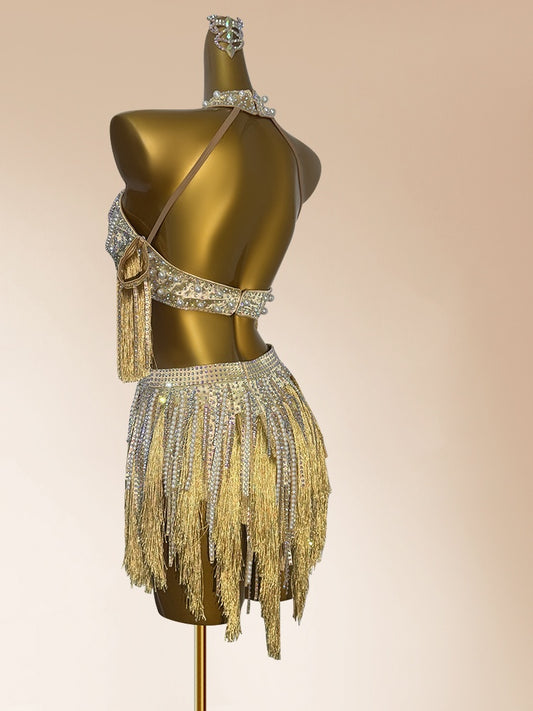 Exquisite Sheath Halter Neck Birthday Dresses 2-Piece Set Sequins Beading Tassel Homecoming Dress AP3935