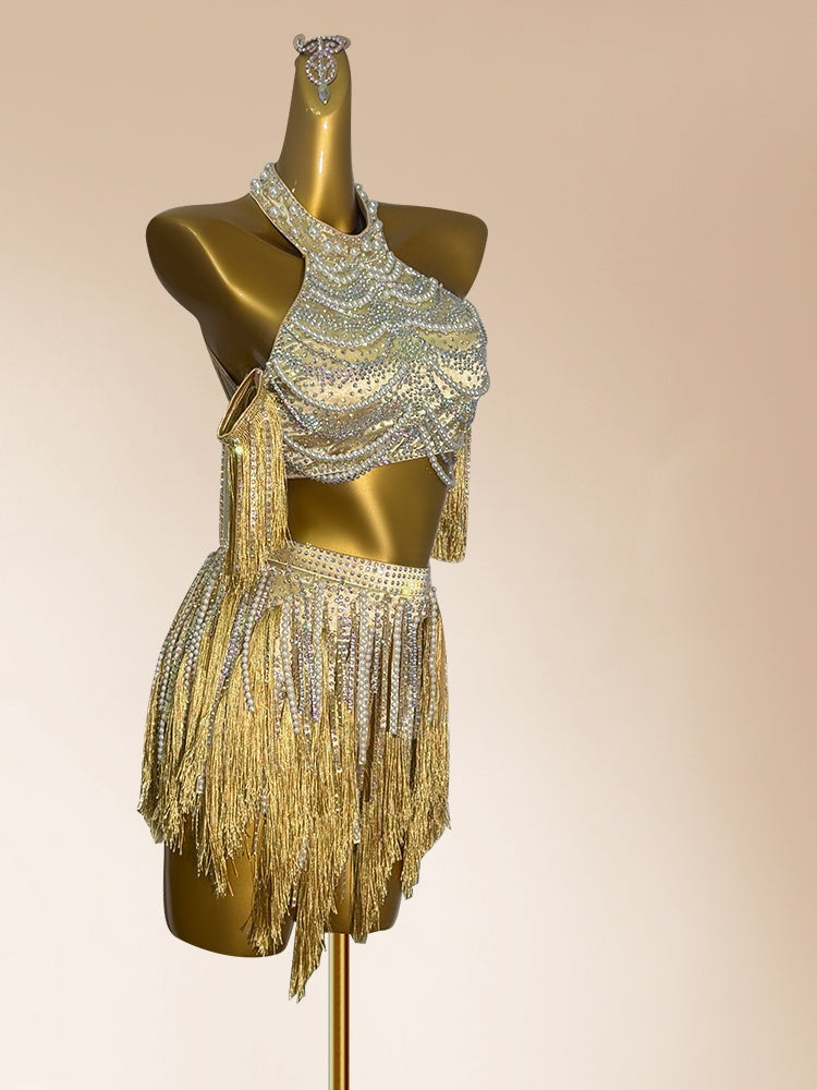 Exquisite Sheath Halter Neck Birthday Dresses 2-Piece Set Sequins Beading Tassel Homecoming Dress AP3935