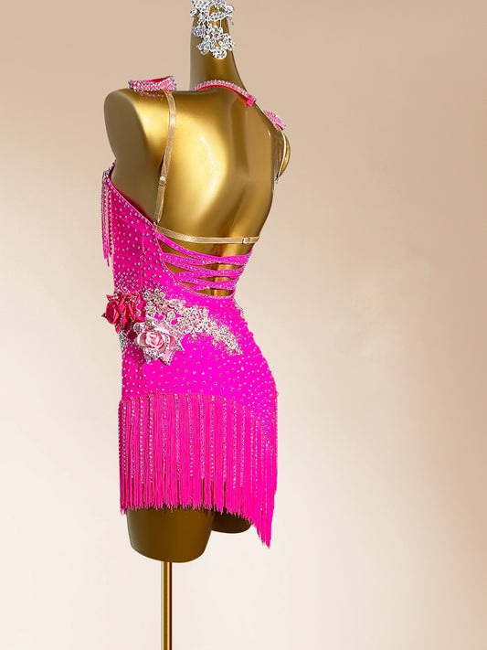 Ornate Spaghetti Straps Sheath Birthday Gowns Vibrant Tassel Handmade Flowers Rhinestones Sequins Homecoming Dress AP3948